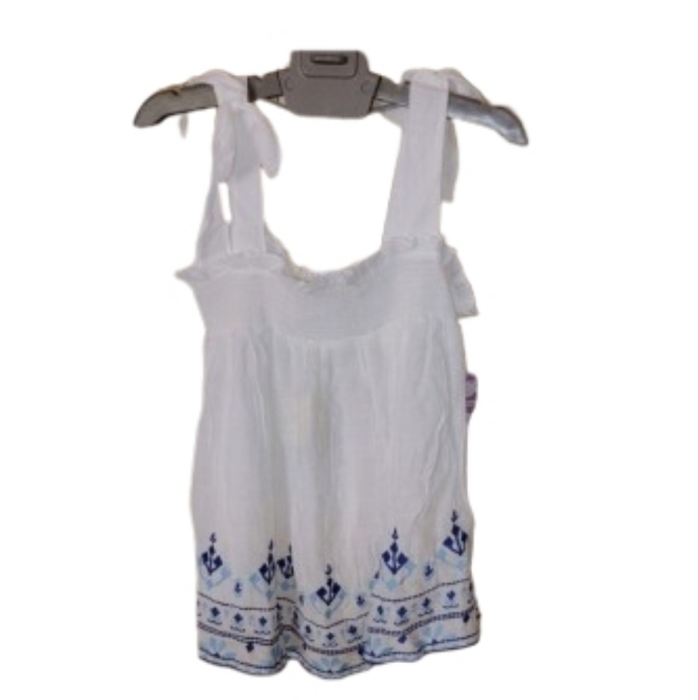 Perch  By Blu Pepper 1 XL Embroidered White Sleeveless Top Nwt Anthropologie‎